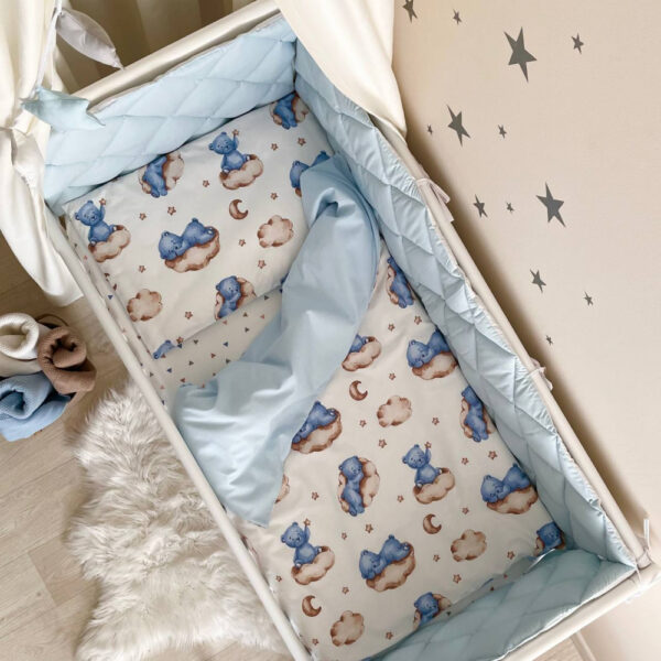 set da lettino, paracolpi, paracolpi cuscini, treccia, sogni bebe, sognibebe.it