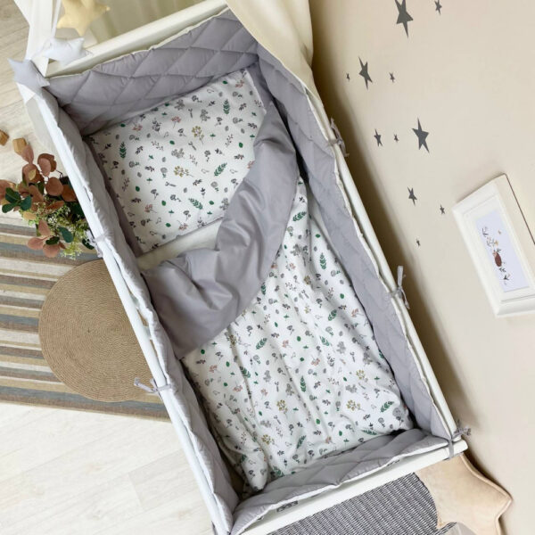 set da lettino, paracolpi, paracolpi cuscini, treccia, sogni bebe, sognibebe.it