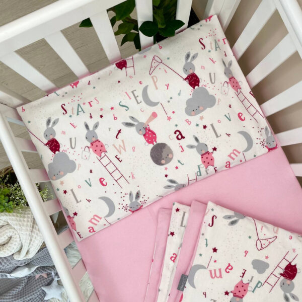 set da lettino, paracolpi, paracolpi cuscini, treccia, sogni bebe, sognibebe.it, flanella, set di biancheria, completo letto , set da lettino, completo di ricambio