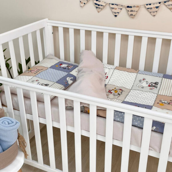 set da lettino, paracolpi, paracolpi cuscini, treccia, sogni bebe, sognibebe.it, flanella, set di biancheria, completo letto , set da lettino, completo di ricambio