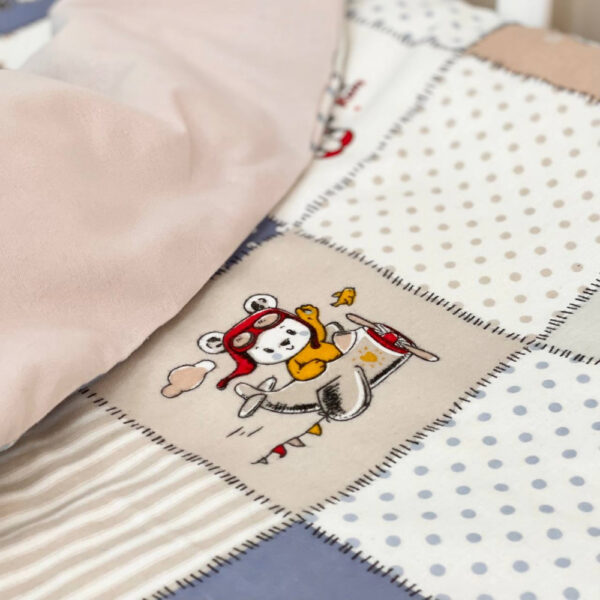 set da lettino, paracolpi, paracolpi cuscini, treccia, sogni bebe, sognibebe.it, flanella, set di biancheria, completo letto , set da lettino, completo di ricambio